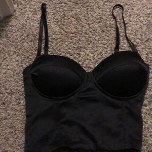 Silk black zip up tank.